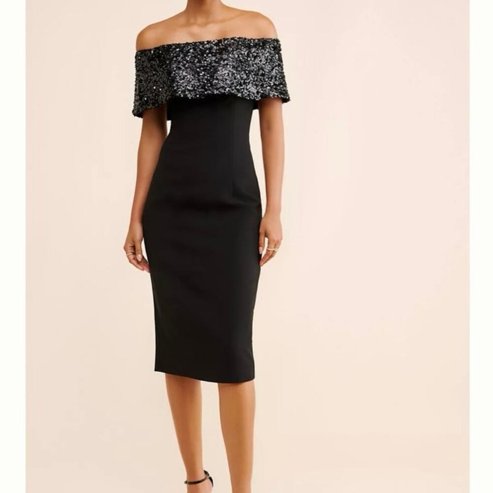 Sachin & Babi Naira Sequins Midi Dress Black Size 6